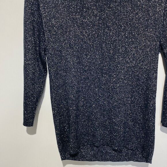 Objects D'art Women's Multicolor Rhinestone Metallic Ribbed Knit Sweater Medium - Picture 8 of 9